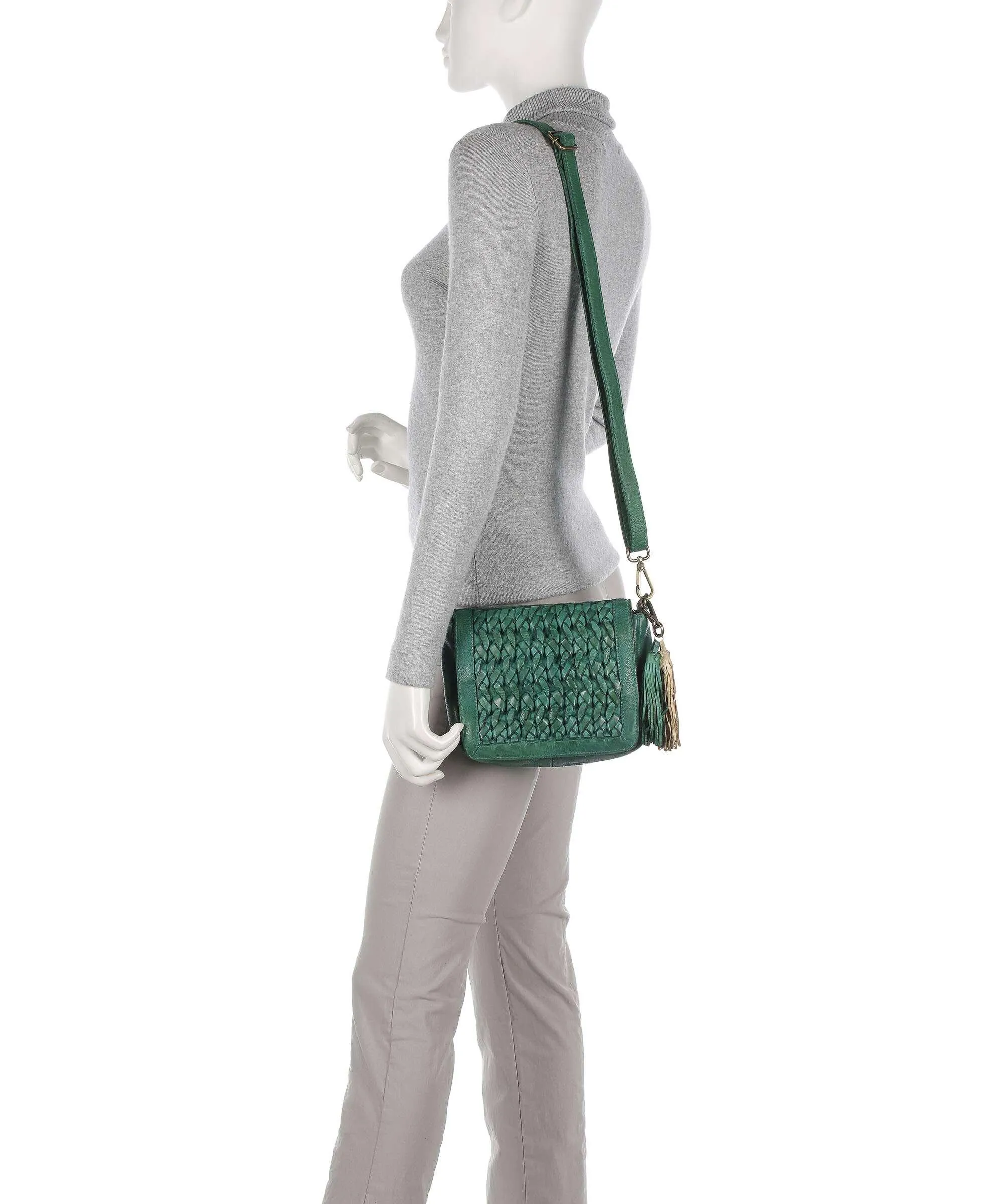  Taschendieb Wien Akademiestrasse 3 Borsa a tracolla pelle di vacchetta grana verde  