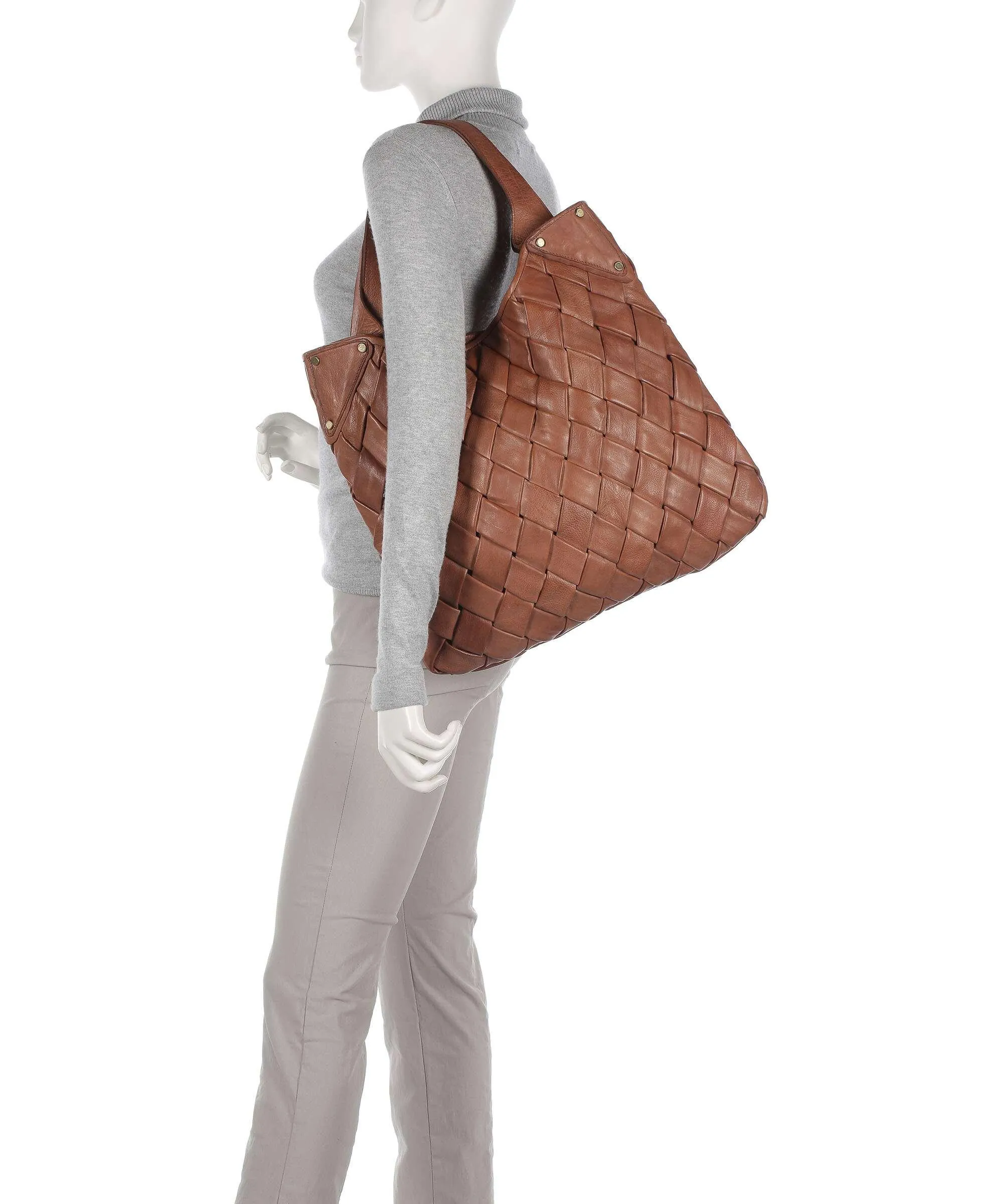  Taschendieb Wien Annagasse 1 Borsa shopper pelle di vacchetta grana marrone  