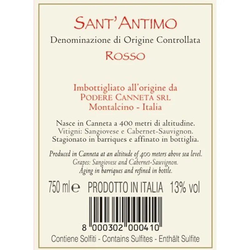 Tenuta Canneta 3 bottiglie miste: Rosso di Montalcino DOC 2019 - Brunello di Montalcino DOCG 2015 - Sant'Antimo Rosso DOC 2019