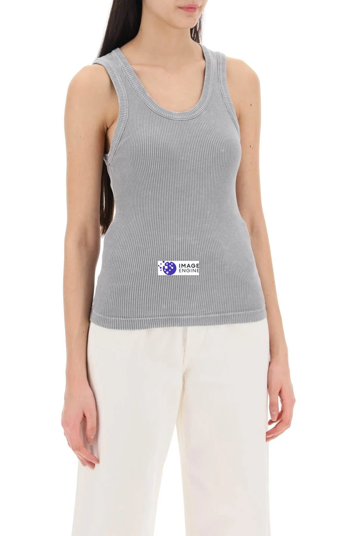 Top smanicato a costine Poppy