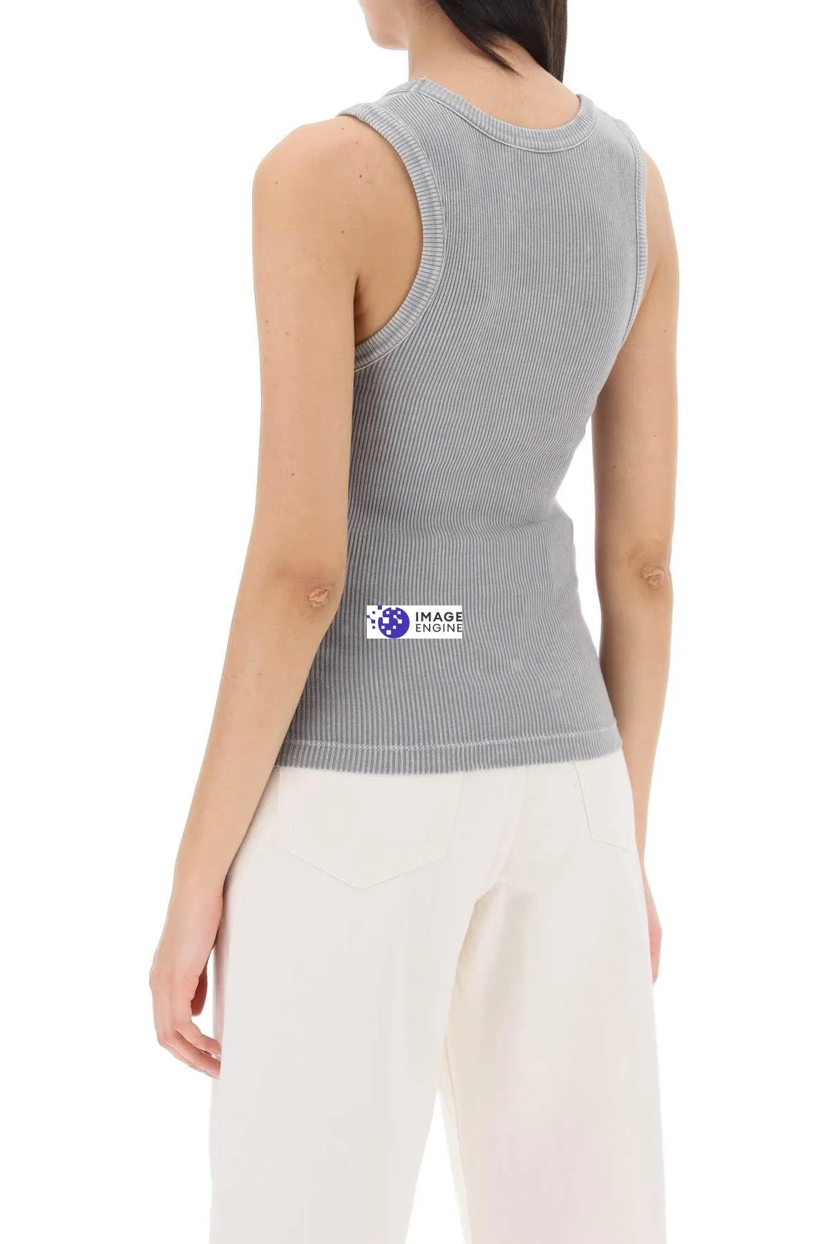 Top smanicato a costine Poppy