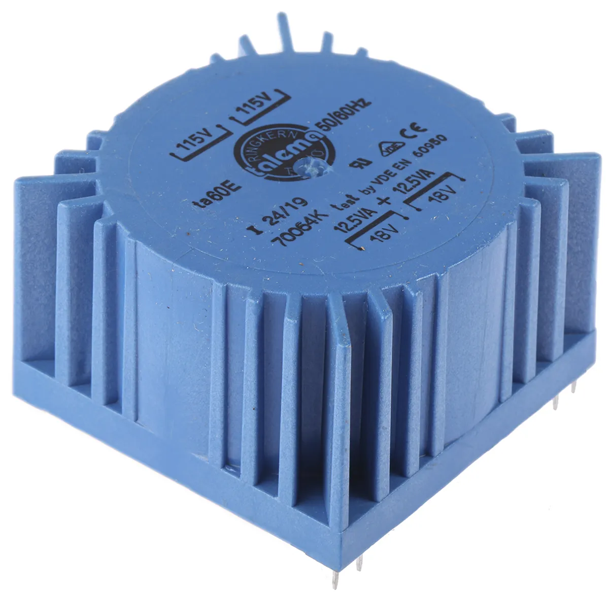 Trasformatore toroidale Nuvotem Talema, 25VA, primario 115 V ac, 230 V ac, secondario 2 x 18V ca, Circuito stampato