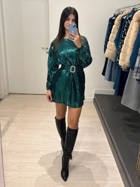 Vestito corto paillettes e cintura