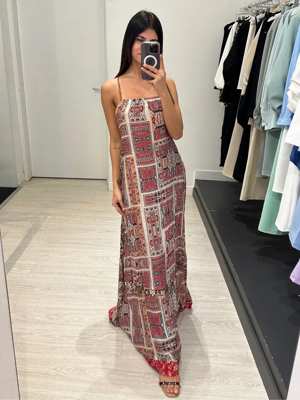 Vestito lungo fantasia tribale fascette