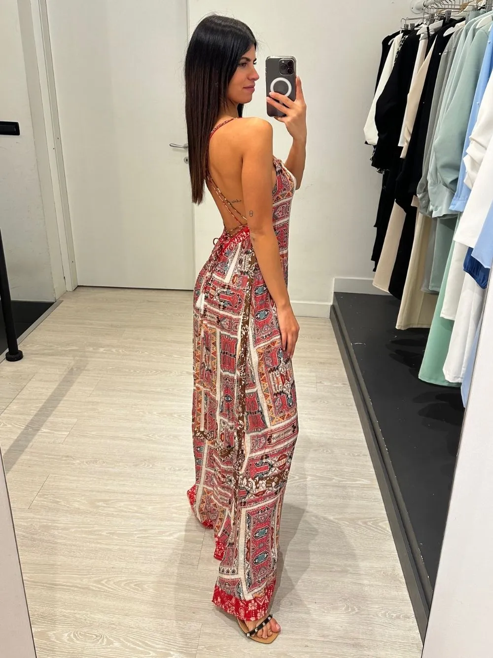 Vestito lungo fantasia tribale fascette