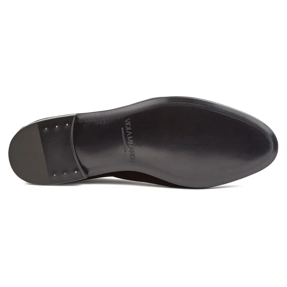 Viola Milano - Mocassino in Velluto Belga Sfoderato - Nero - Handmade in Italy - Luxury Exclusive Collection
