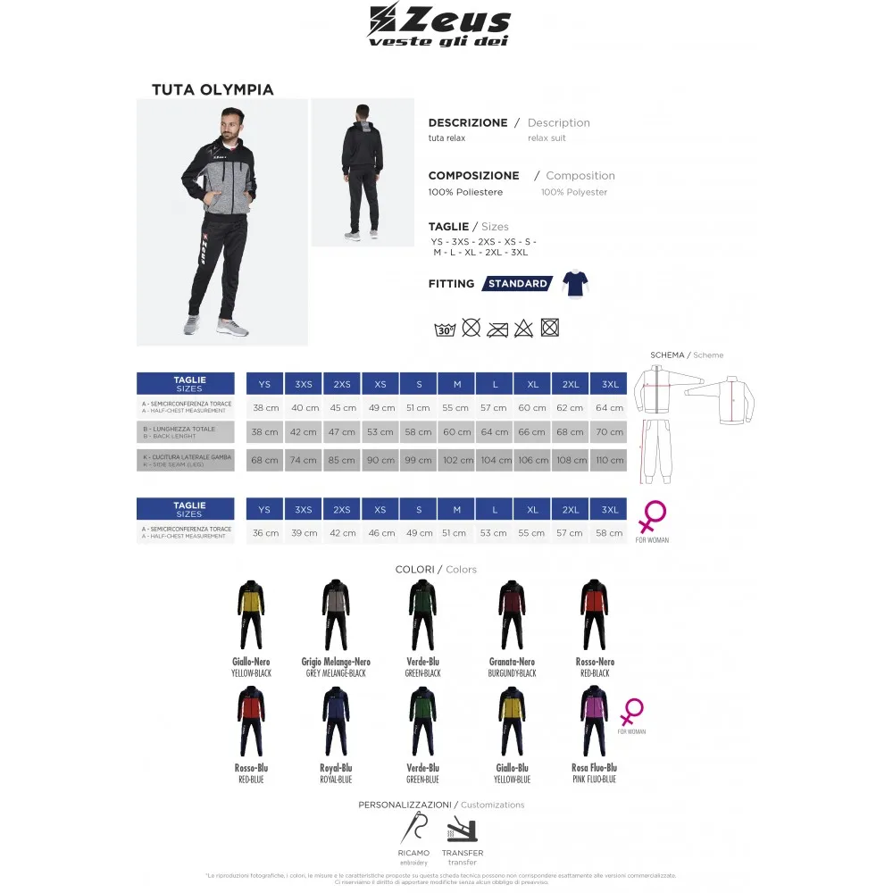 ZEUS - TUTA OLYMPIA - DONNA - PINK FLUO/BLU - T/OLYMPIA/PFB